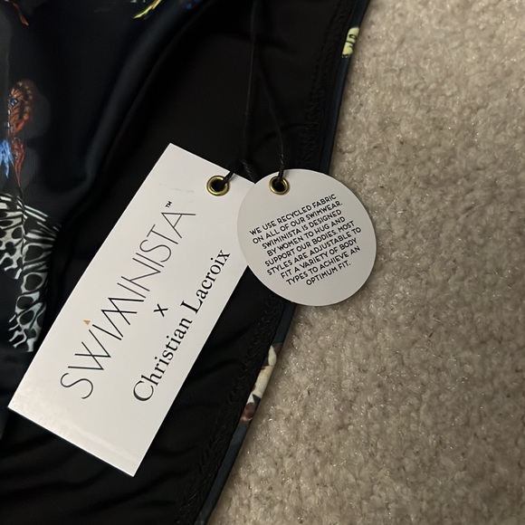 NEW Christian Lacroix bathing suit swimsuit swimming black with butterfly - Picture 3 of 9